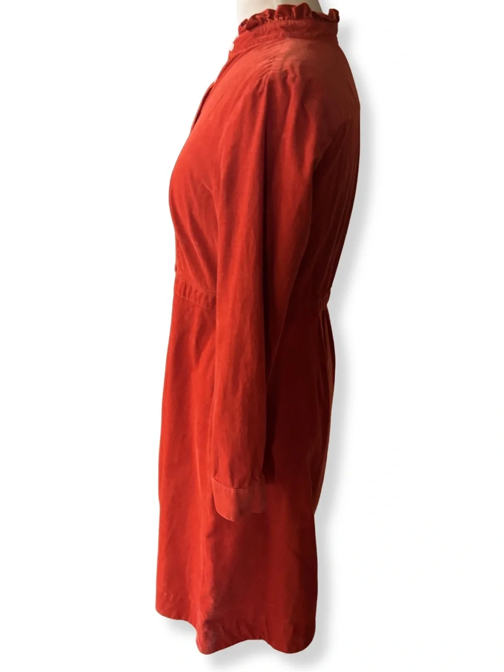 J.Crew Ruffle Collar Corduroy Shirt Dress Orange Size 8 Cotton